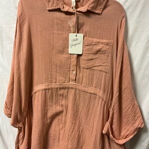 Elan Coral Pink Gauze Swim Coverup